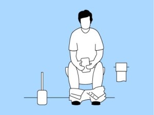 Reizdarm: Illustration eines Mannes der auf einer Toilette sitzt