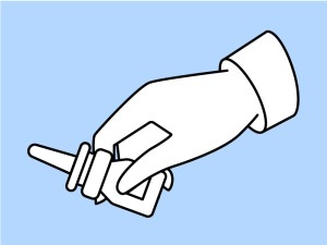 Illustration einer Hand, die ein Nasenspray hät