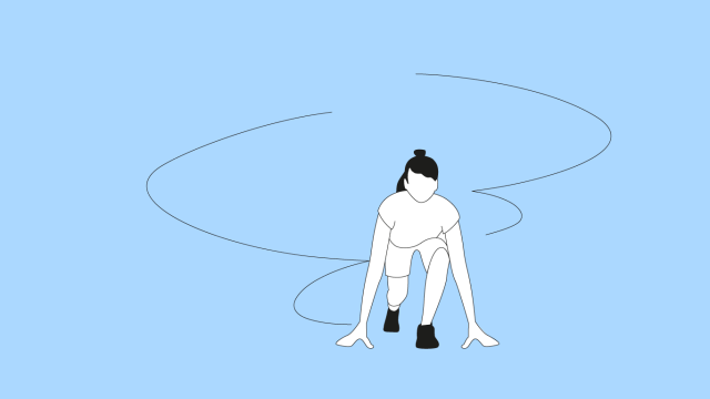Illustration einer Frau, die in den Startlöchern steht.