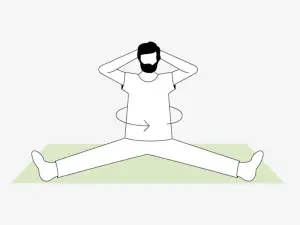 Illustration eines Mannes, der eine Grätsche macht