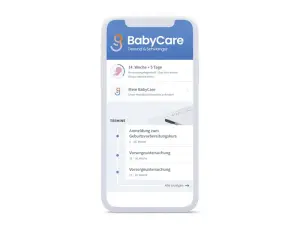 Ansicht des Startbildschirms in der BabyCare-App