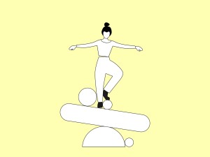 Mentale Balance: Illustration einer balancierenden Frau